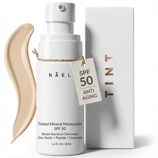 Tinted Mineral Face Moisturizer SPF 50 - Zinc Oxide, Peptide & Ceramide Complex