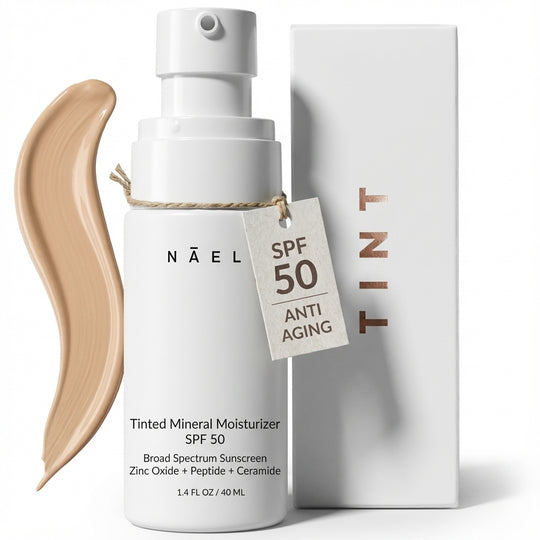 Tinted Mineral Face Moisturizer SPF 50 - Zinc Oxide, Peptide & Ceramide Complex